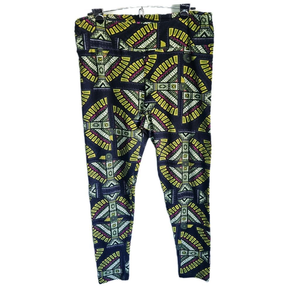 LuLaRoe Leggings Women’s Tall & Curvy Aztec Print Black Green Pink‎ Soft Stretch